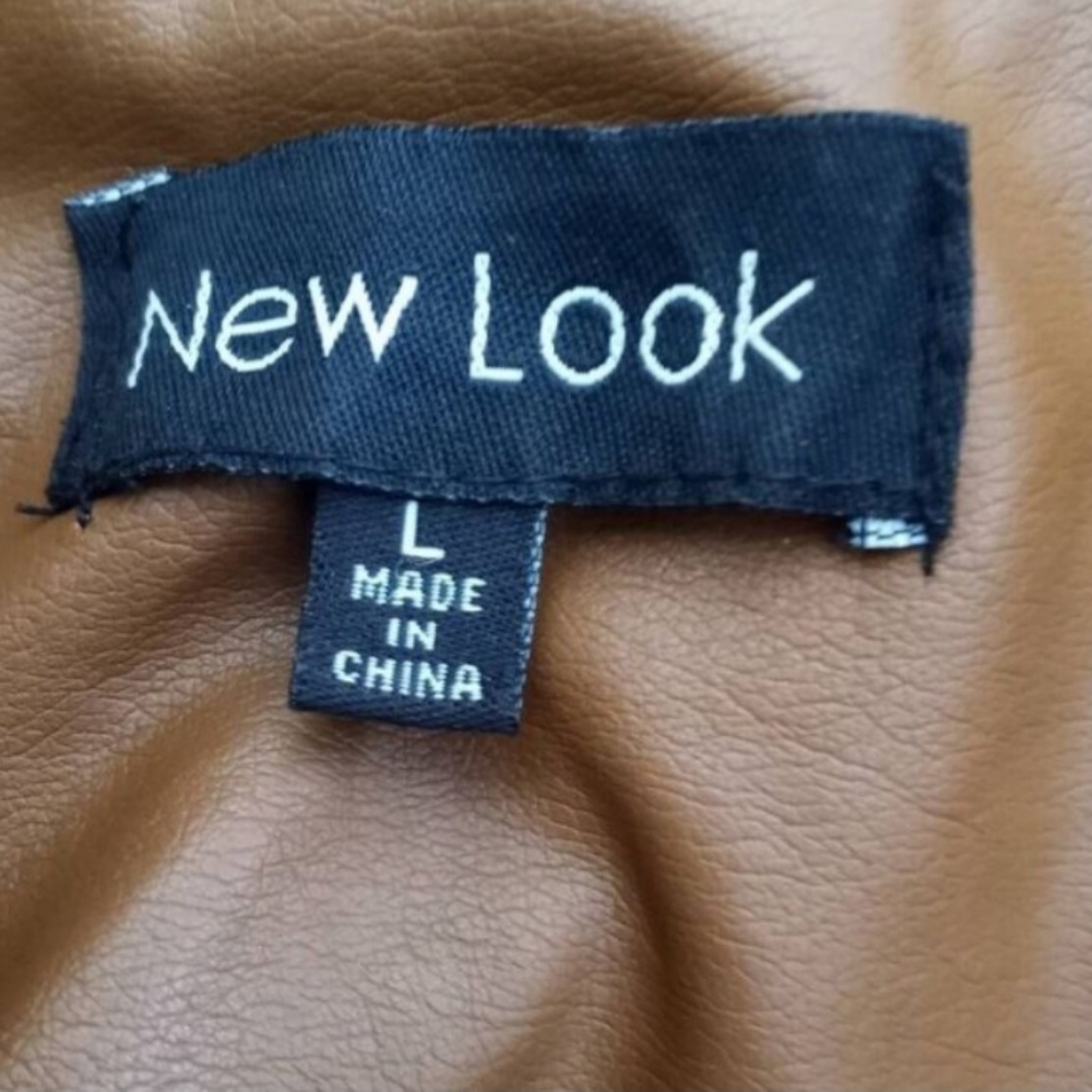 NEW LOOK COGNAC & BLACK MOTO JACKET SZ.L EUC. - Picture 7 of 9